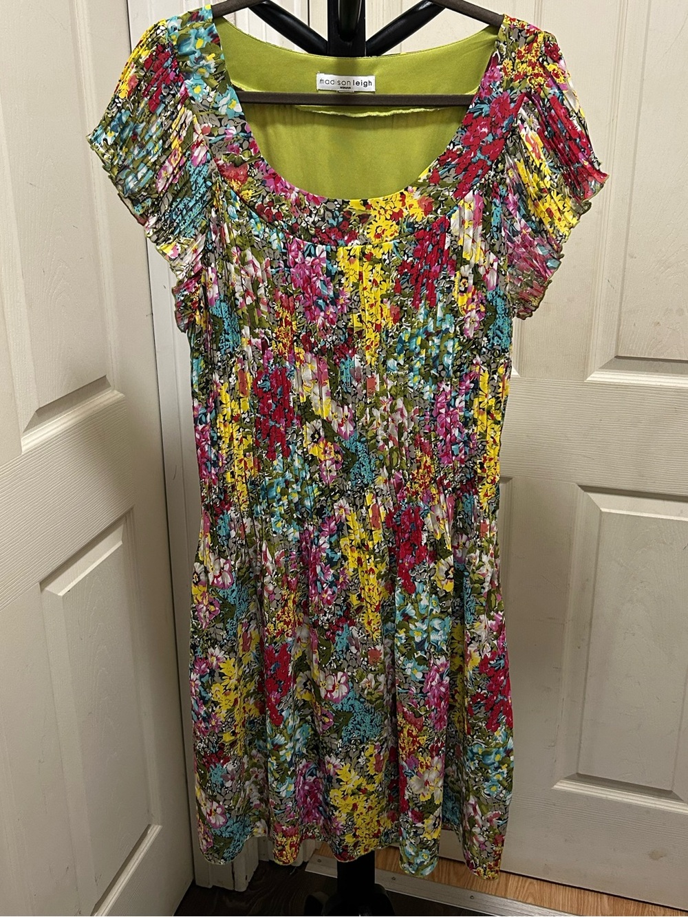Madison Leigh Watercolor floral scoop-neck dress